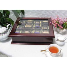 Elegant Tea Bag Chest Cabinet with glass door cover, solid wood, TEA1-Maho   272091068535